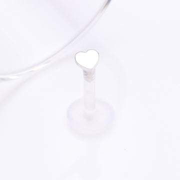Detail View 1 of 14 Karat White Gold Heart Plate Top Bio-Flex Labret